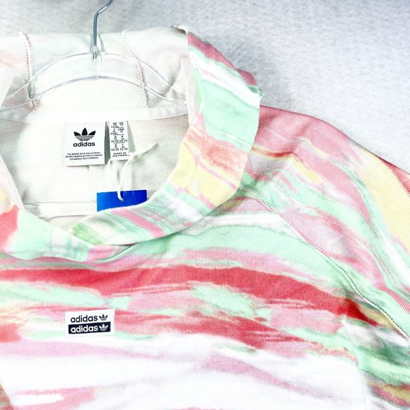 NEW ADIDAS ORIGINALS Womens 1X Plus Cropped Hoodie Multi Color Pastel Pullover - Picture 9 of 11